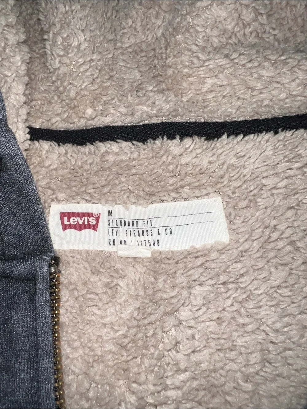 Men's Charcoal Hooded Zip-Up Jacket with Sherpa Lining